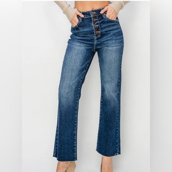 Express Jeans Womens‎ 10 Re High Rise Curvy Straight Button Fly 4 Way Hyper - Picture 1 of 9